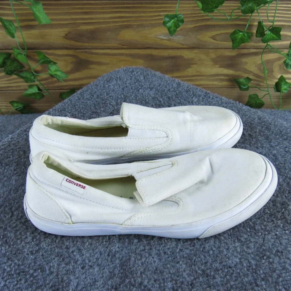 Converse Slip-On Loafer Girl Y 4 Medium Athletic White Fabric Slip On‎